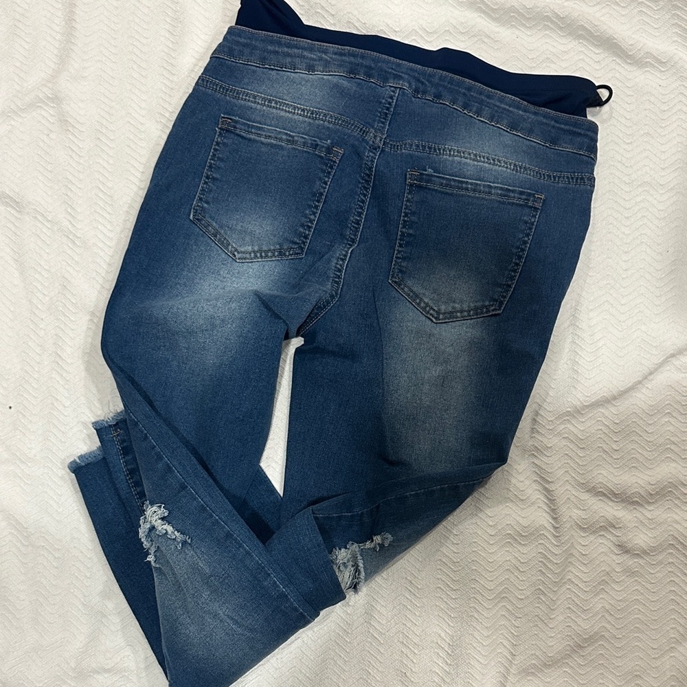 Maternity Women's Distressed Blue Jeans small - Picture 3 of 4